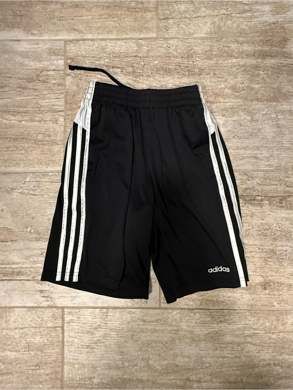 adidas Black Athletic Shorts with White Side Stripes